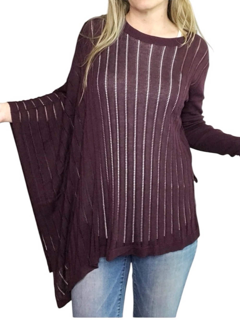 HALSTON HERITAGE Elegant Asymetric Sleeve kKnit Top size Small